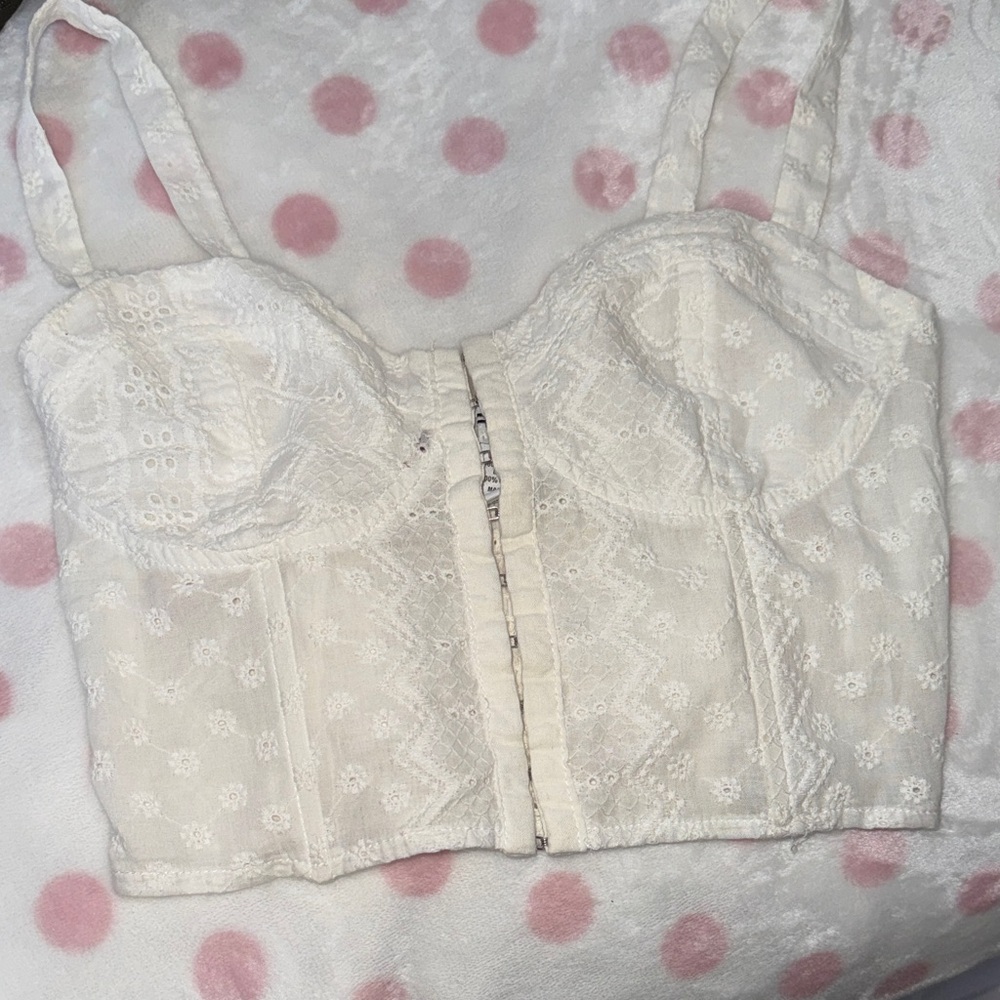 Tilly's White Lace Bustier Crop Top